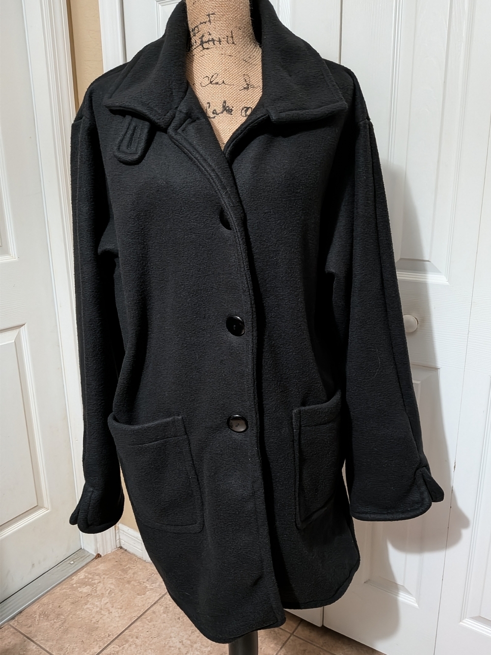 Roaman's Classic Black Women's Fleece Coat